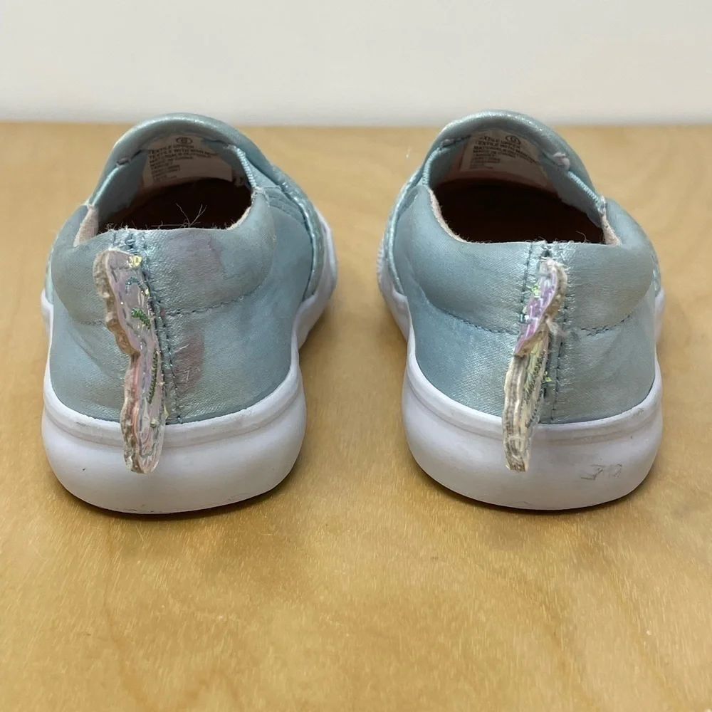 Cat & Jack Jozelle Twin Gore Shimmery Blue/Green Mermaid Slip On Sneakers Size 6